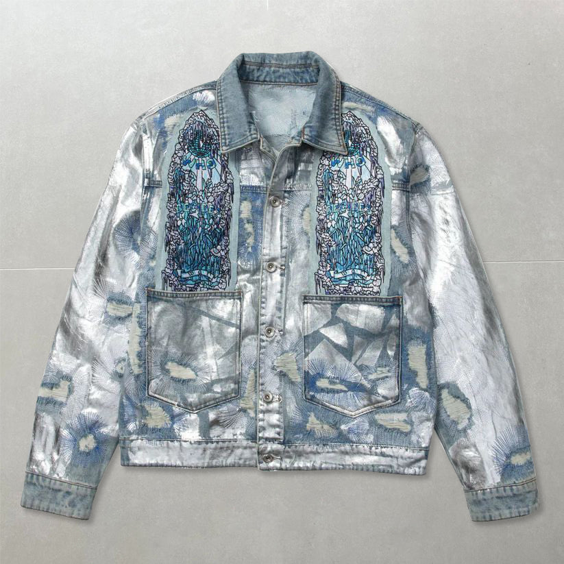 Retro hip hop pattern casual jacket