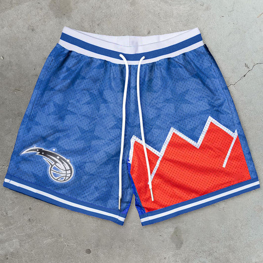 Basketball Team Fashion Print Mesh Shorts