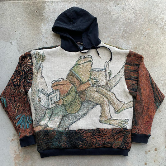 Casual Frog & Toad Print Long Sleeve Tapestry Hoodies