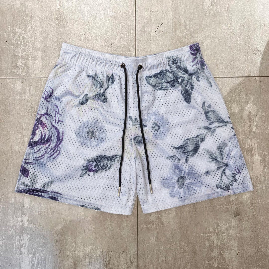Floral Fashion Print Mesh Shorts