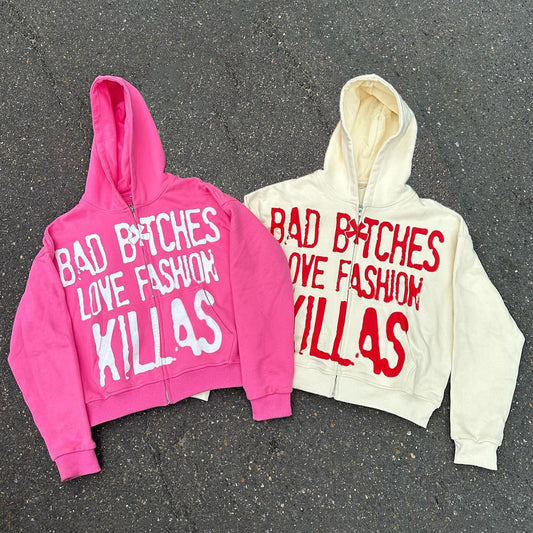Bad Batches Love Fashion Killer Print Zipper Hoodies