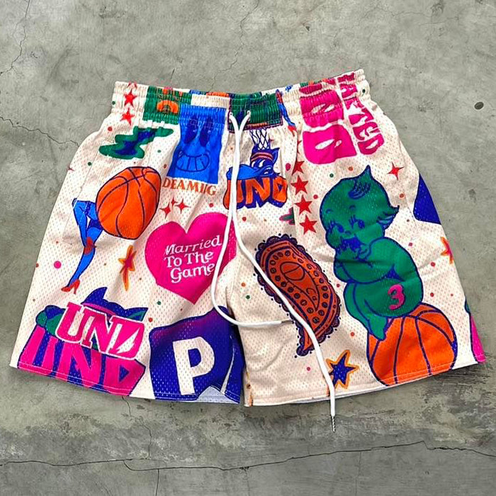 Casual Street Basketball Print Mesh Shorts