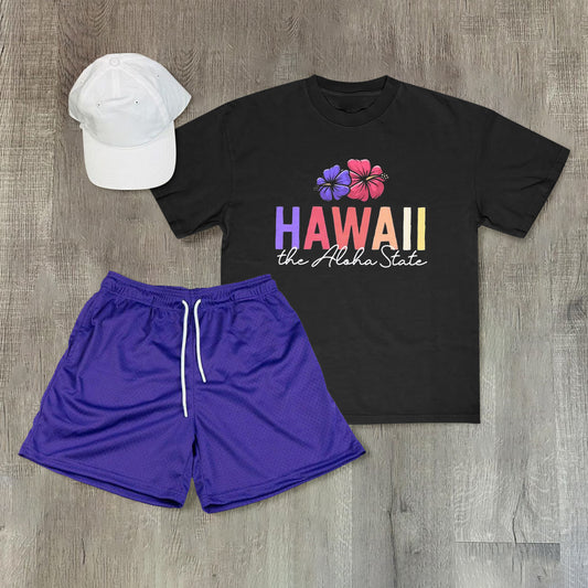 Vintage Hawaiian Pattern Short Sleeve Suit