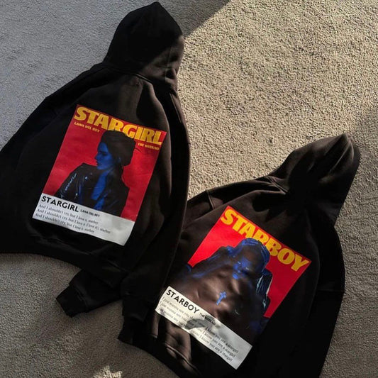 The Weeknd Starboy & Stargirl Print Long Sleeve Couple Hoodies