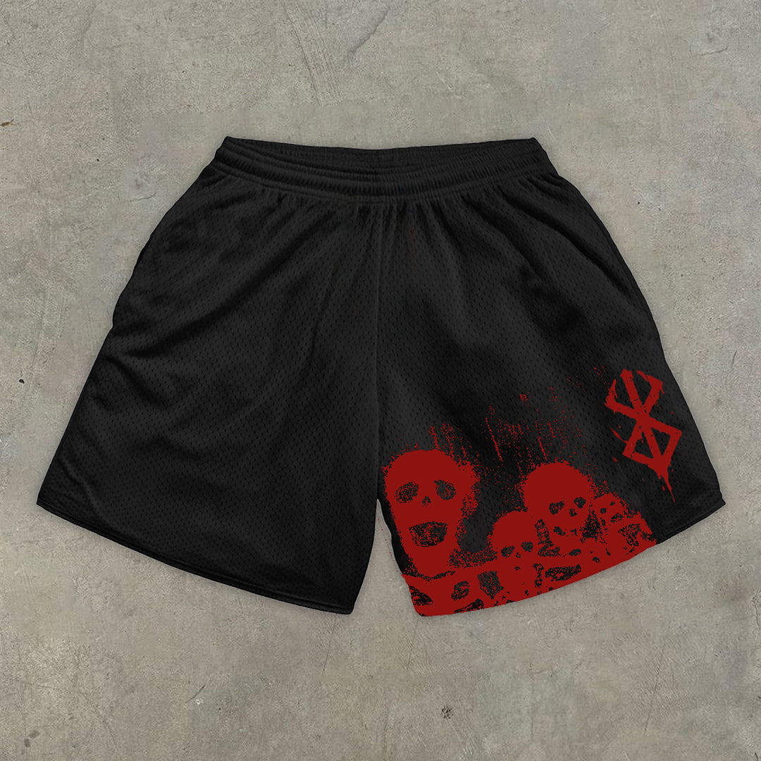 skull print stretch shorts