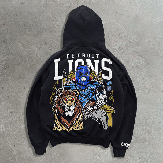 rugby skull lion print hoodie