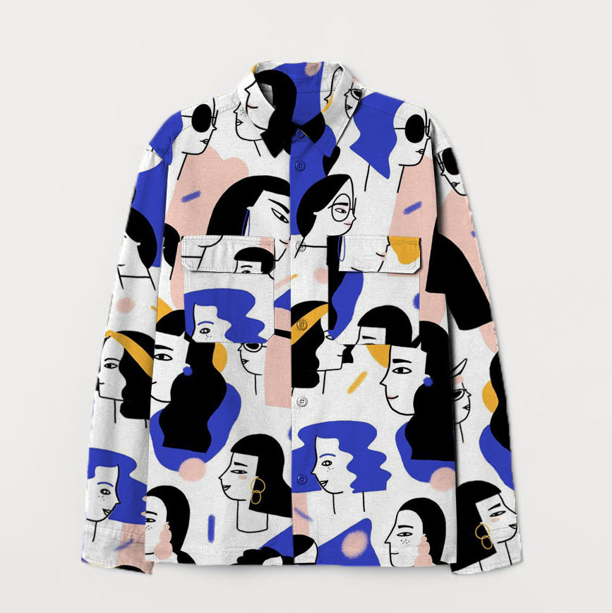 Abstract cartoon print long sleeve shirt