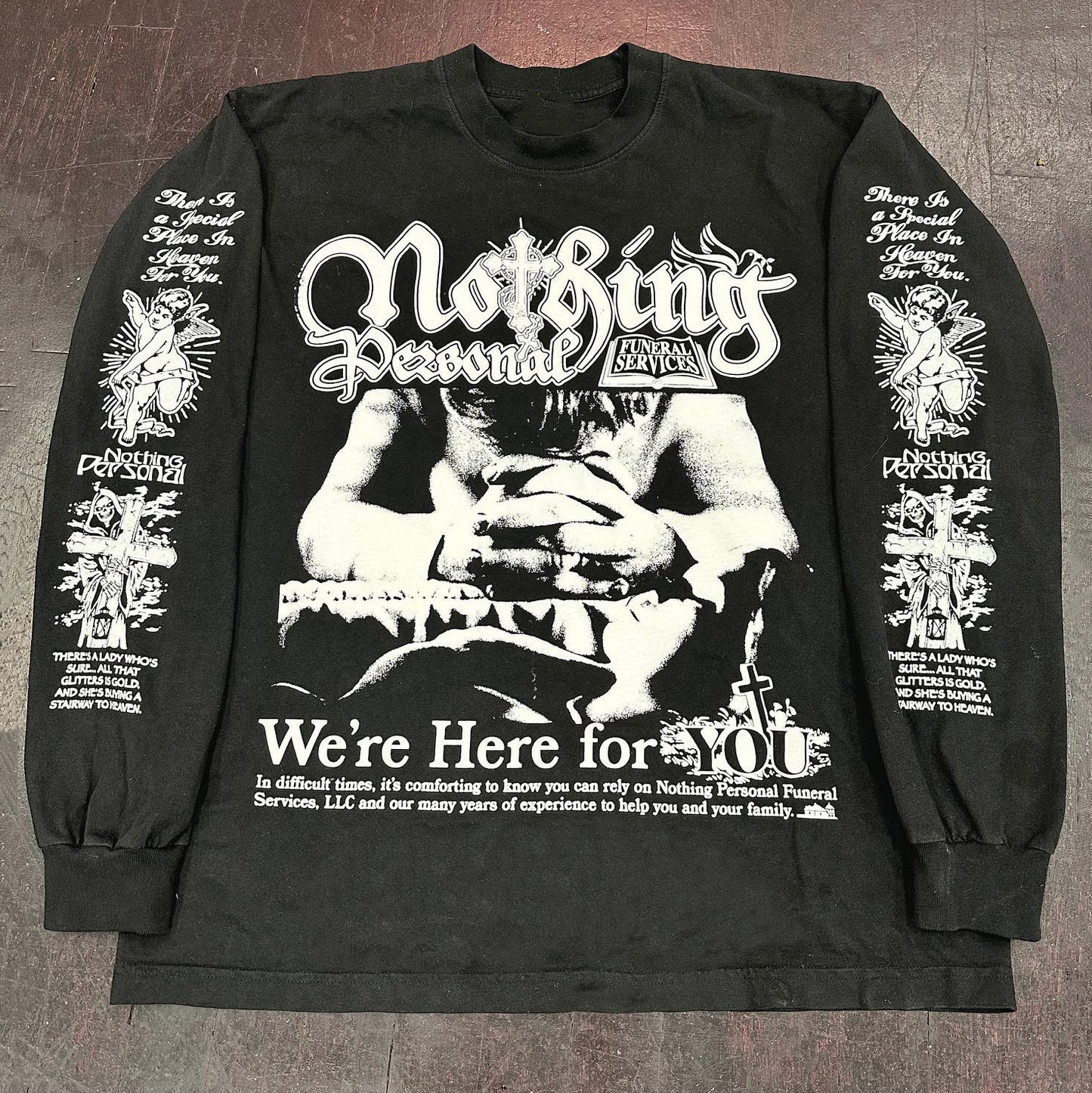 Cross print hip hop rap crew neck sweatshirt