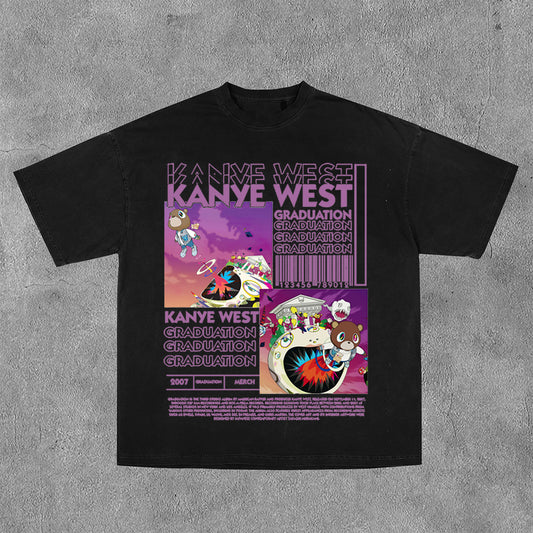 Kanye West Graduation Print Short Sleeve T-Shirt