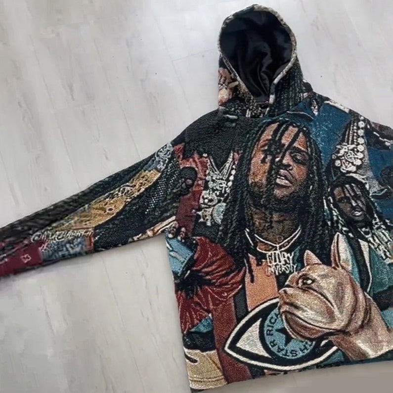 Personalized Rapper Print Long Sleeve Tapestry Hoodies