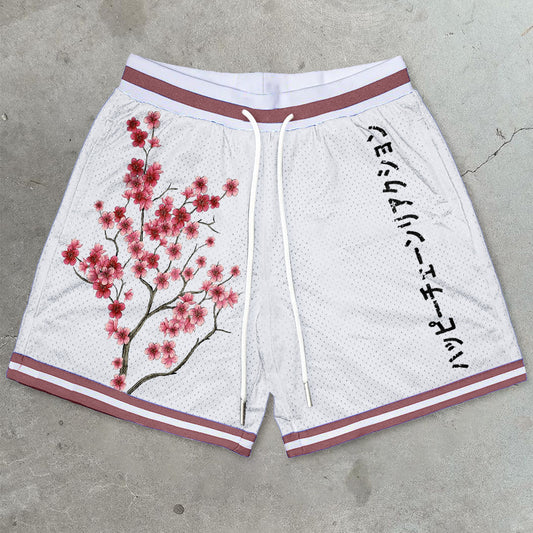 Cherry Blossom Art Print Mesh Shorts