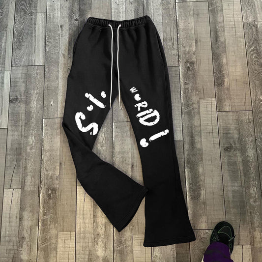 Trendy Personalized Letter Print Flared Pants