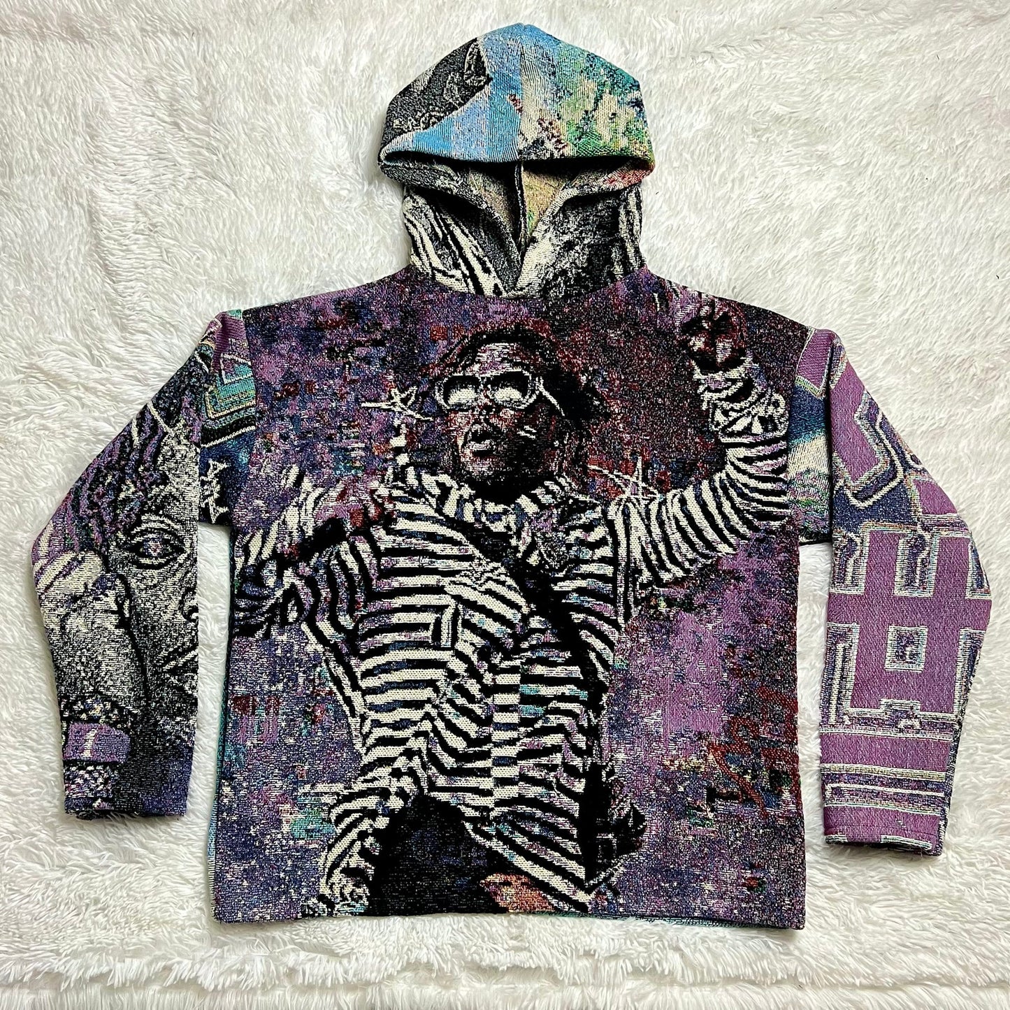 Hip-hop trendy retro printed hoodie