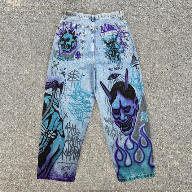 New Reaper King Cobra Hand Painted Jeans