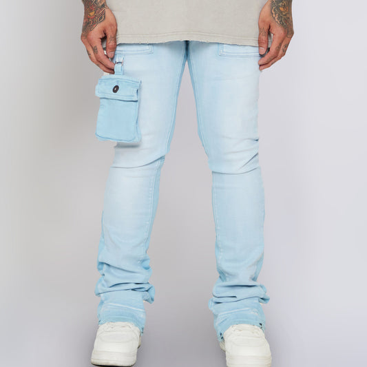 Stylish Cargo Pocket Stacked Jeans
