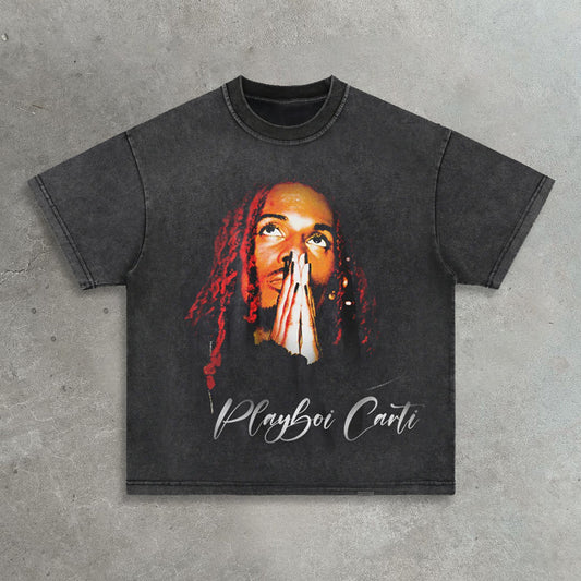 Rapper vintage washed printed T-shirt