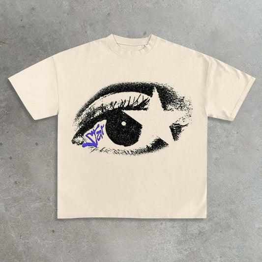 star eye print T-shirt