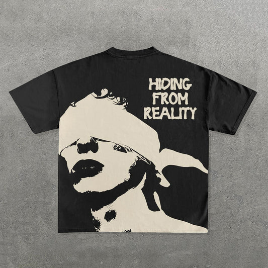 Hiding From Reality Print Short Sleeve T-Shirt