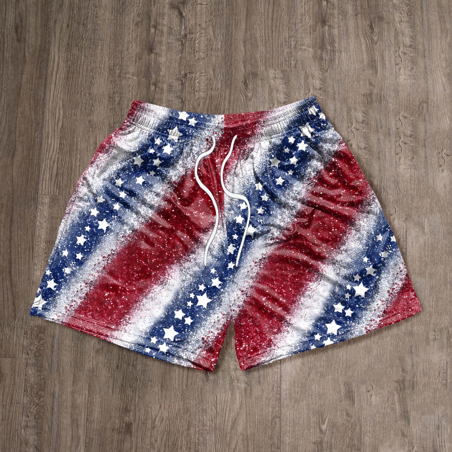Independence Day Print Mesh Shorts
