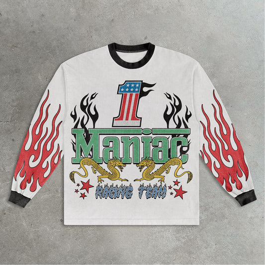 Flame first print cotton crew neck sweatshirt