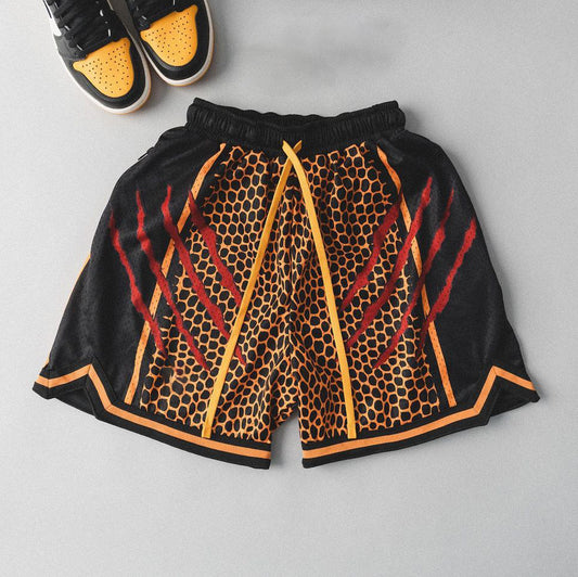 Leopard Vintage Zip-Up Basketball Shorts