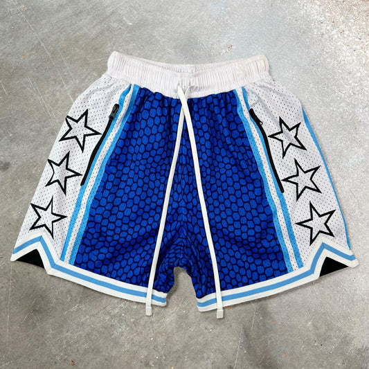 Basketball Team Print Mesh Zip Shorts