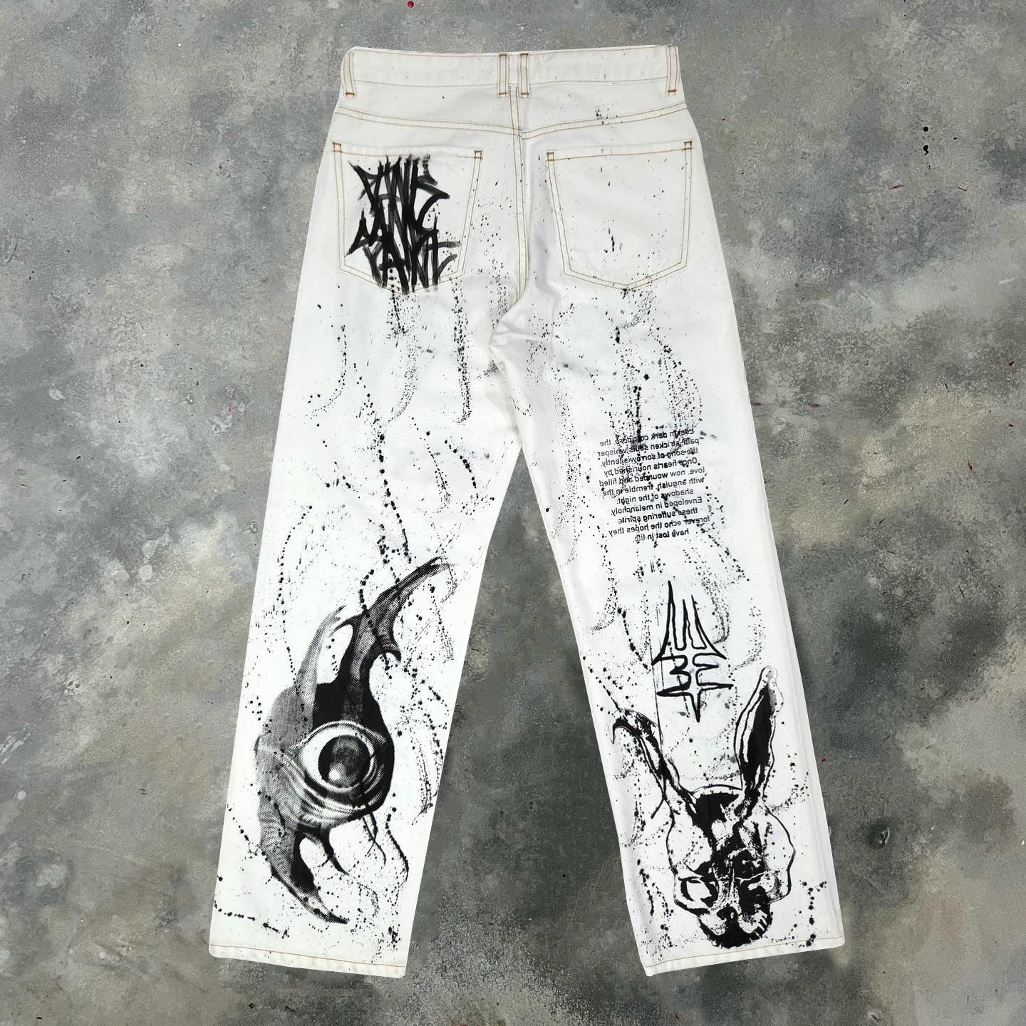 Hand-painted graffiti street casual jeans