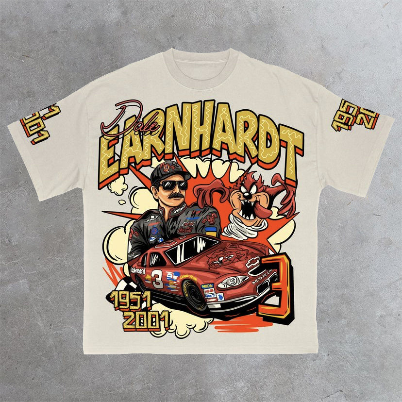 Race car print casual T-shirt