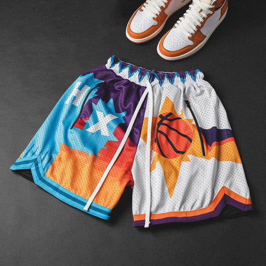 Tide brand retro basketball mesh zipper shorts