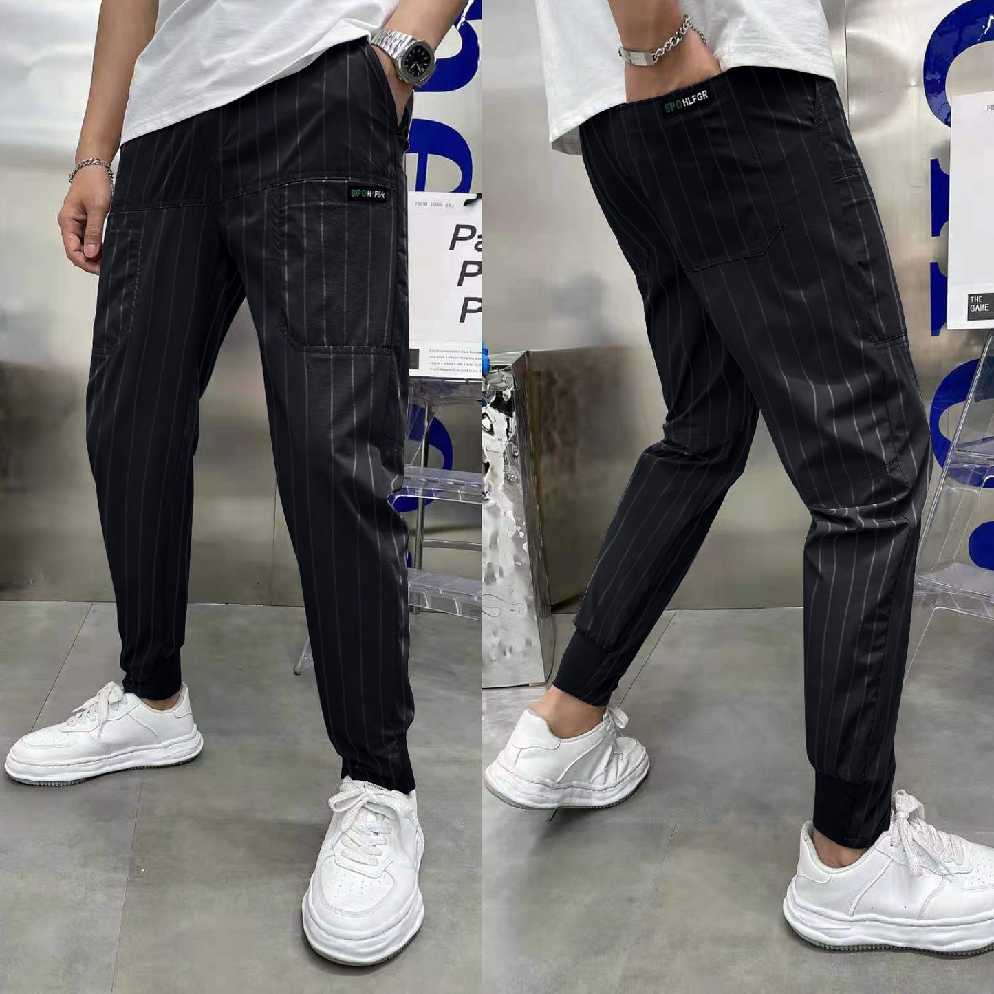 Striped Casual Men's Loose Trendy Straight Pants