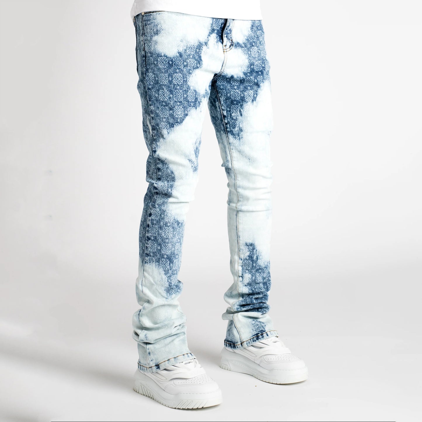 Casual retro washed printed jeans