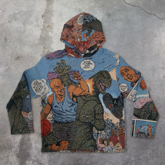retro cartoon pattern street hoodie