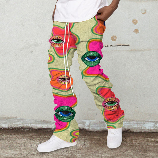 Tide brand printing art pile trousers trousers
