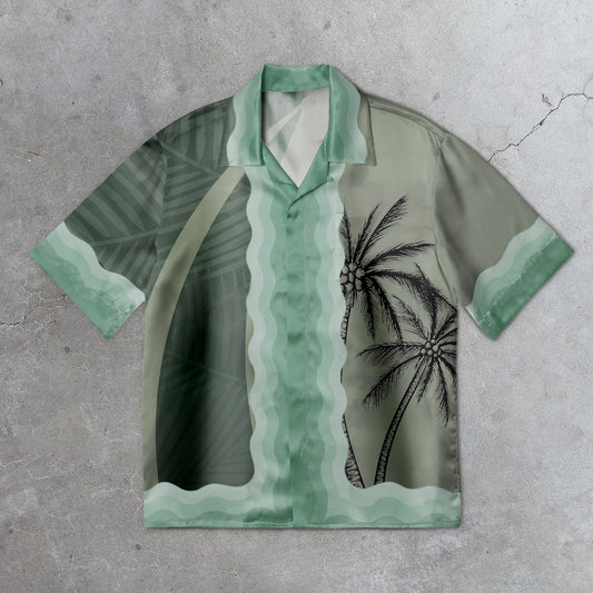 Vintage Trend Print Short Sleeve Shirt
