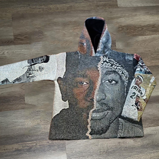 Hippie Tupac Print Long Sleeve Tapestry Hoodies
