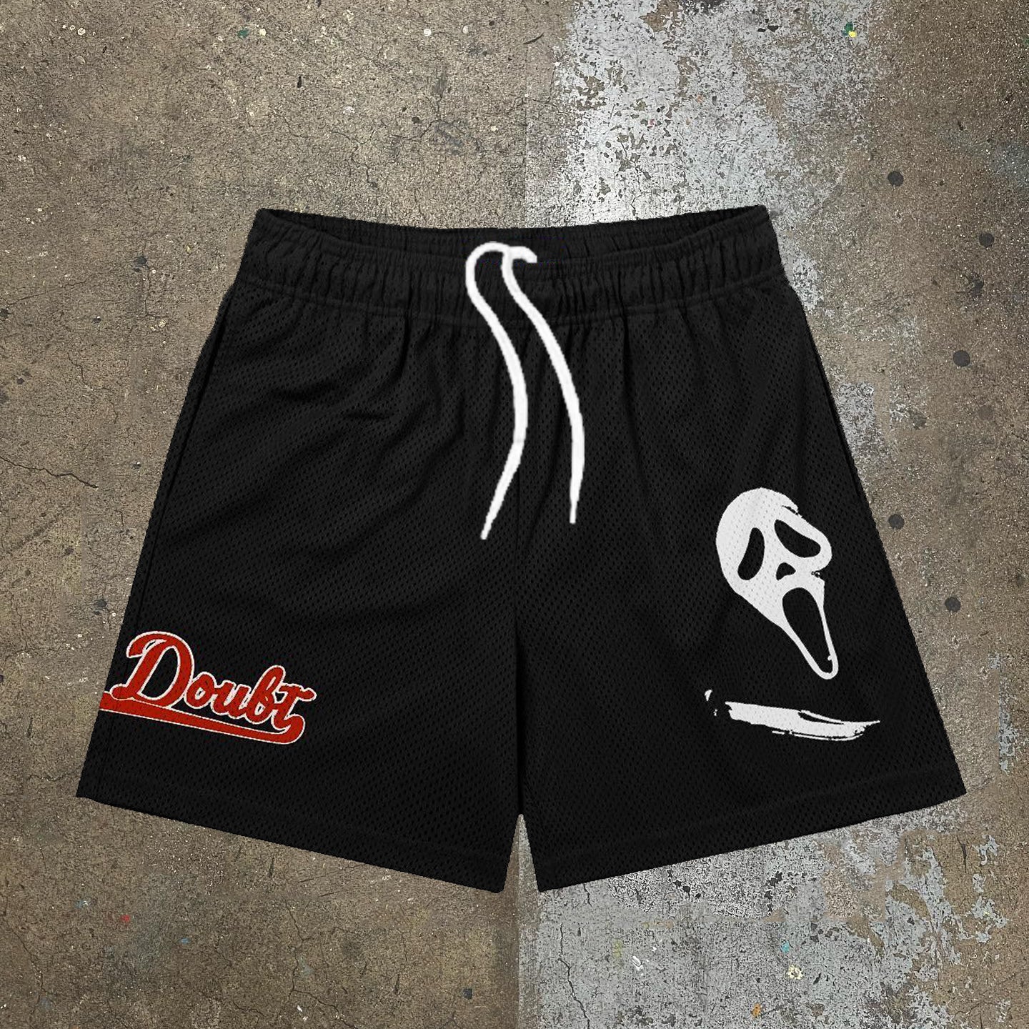 Doubt Scream Print Mesh Shorts
