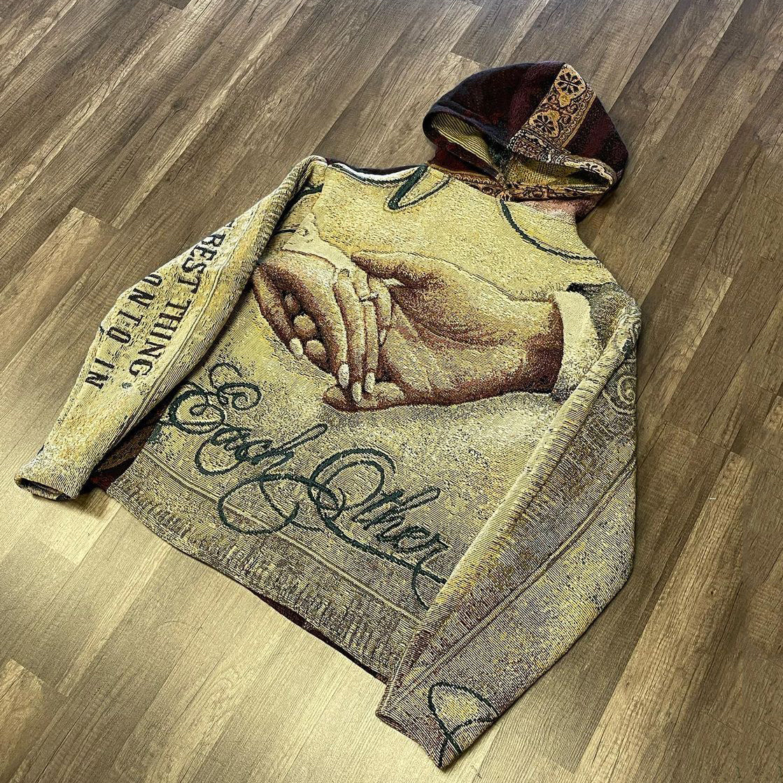 Retro Angel Print Tapestry Casual Hoodie