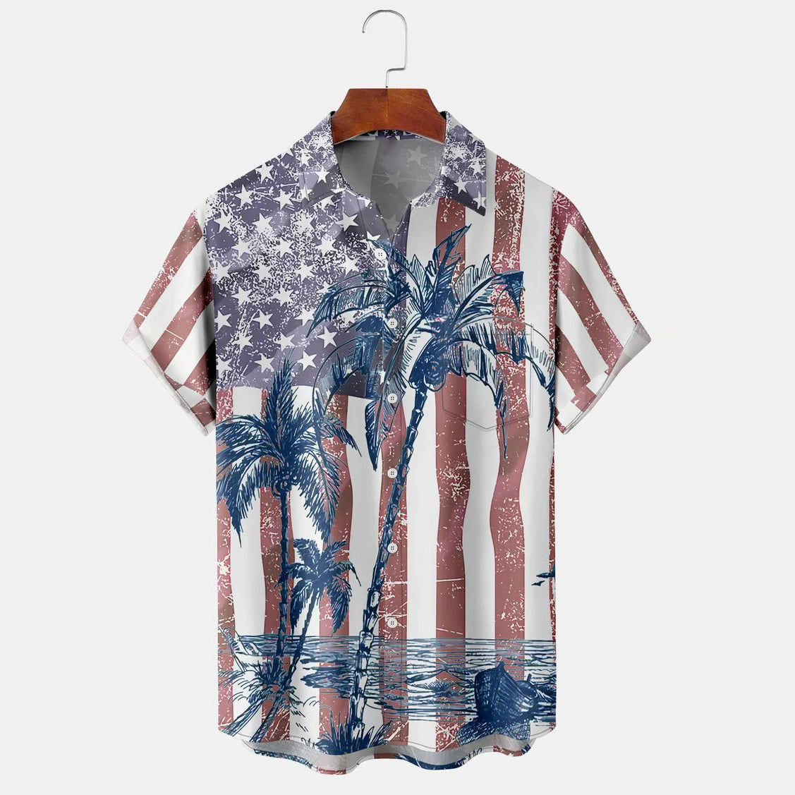 Flag Palm Tree Print Shirt