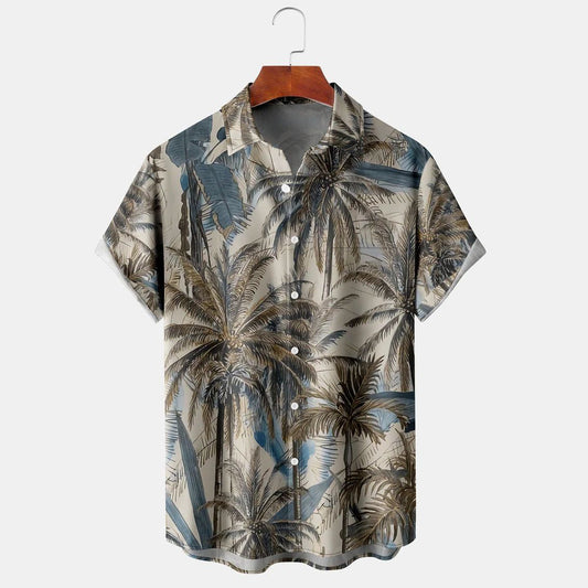 Retro fashion brand coconut tree print shirt