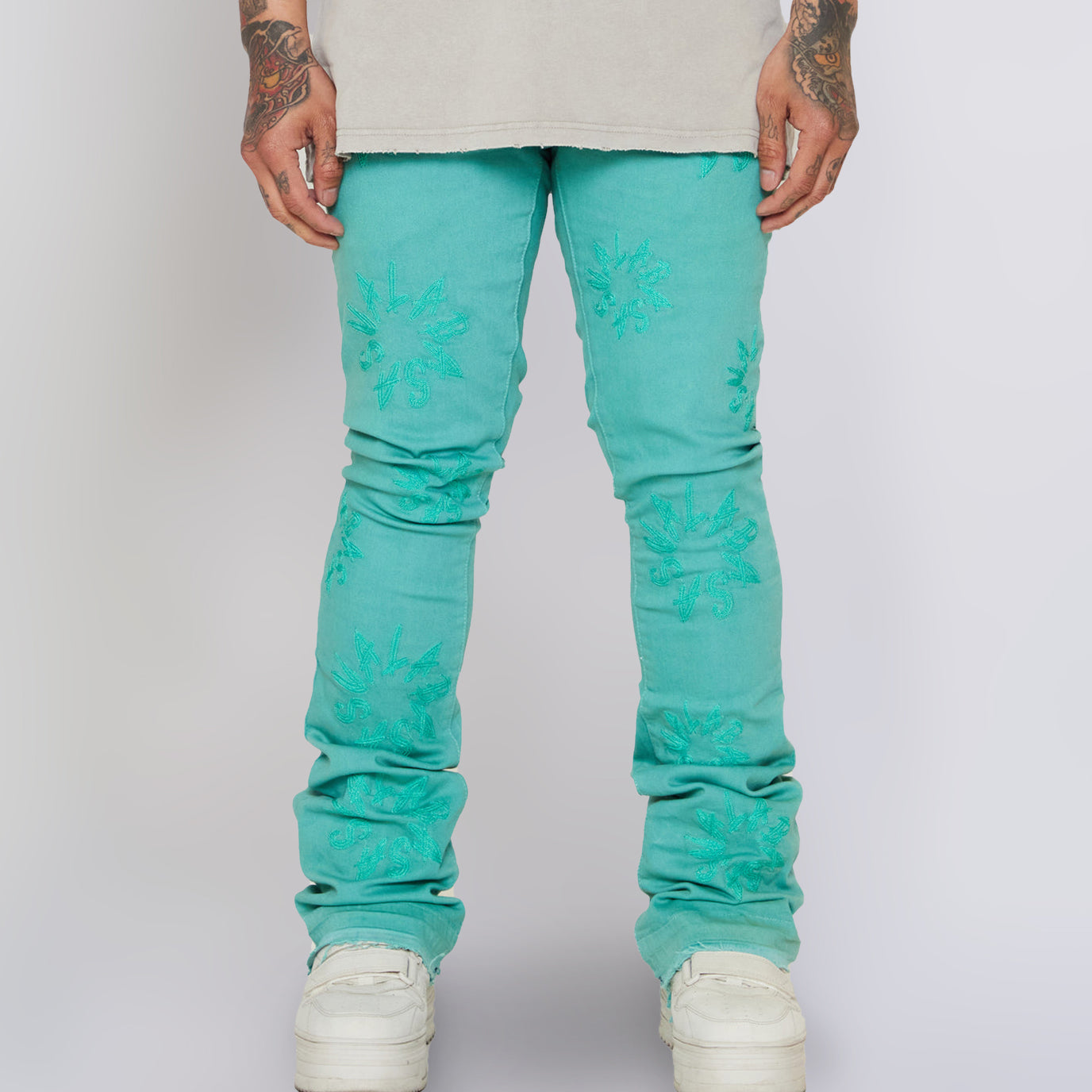 Vintage Print Fashion Pile Pants Jeans