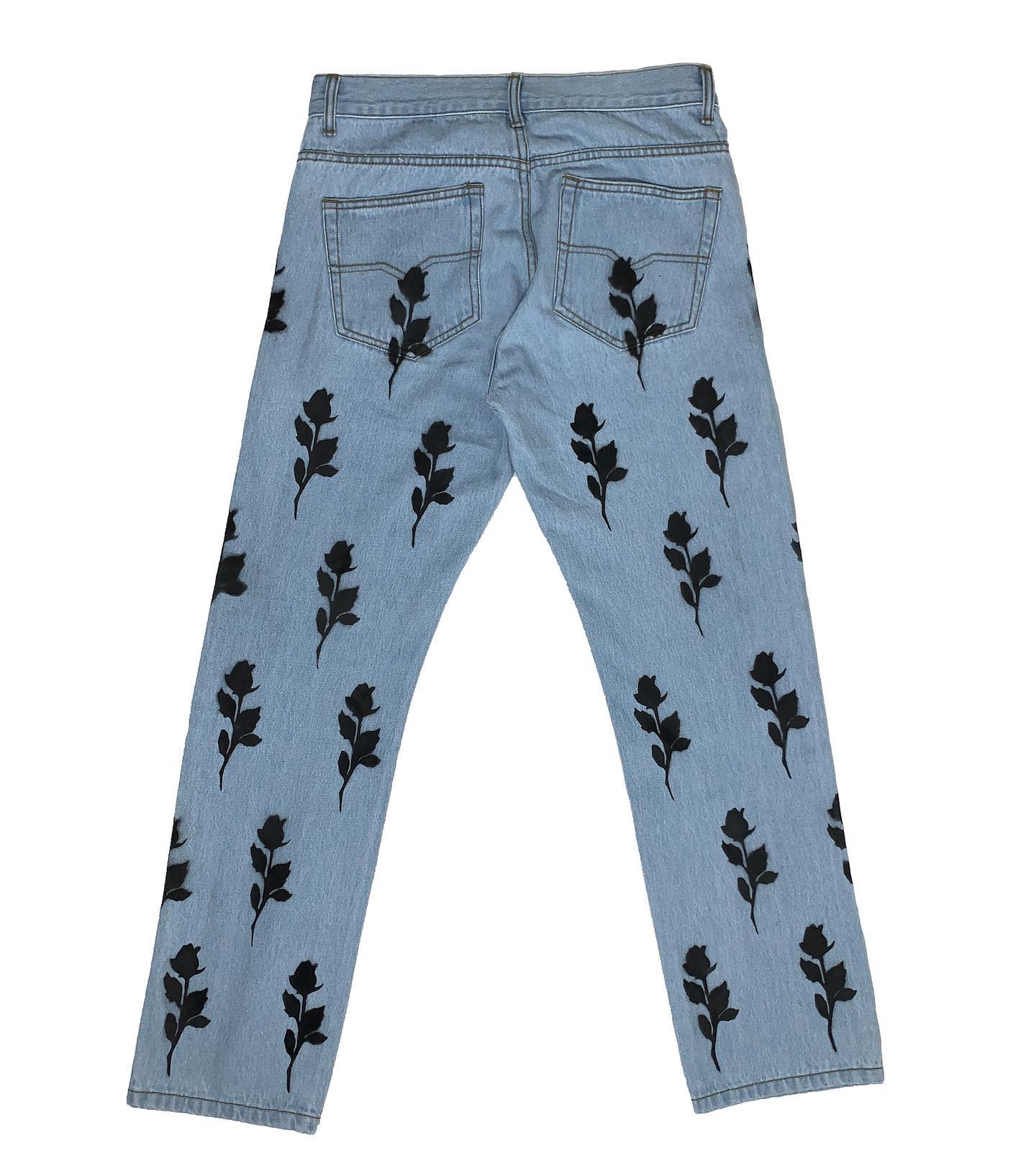 Personalized retro rose jeans