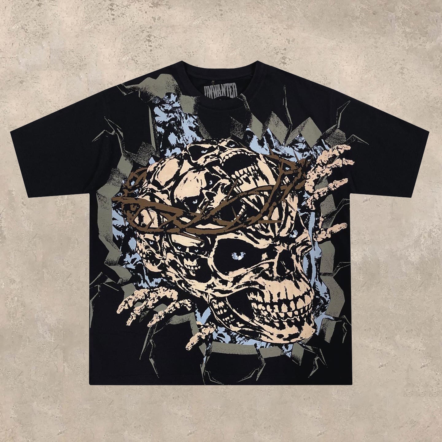skull retro street style T-shirt