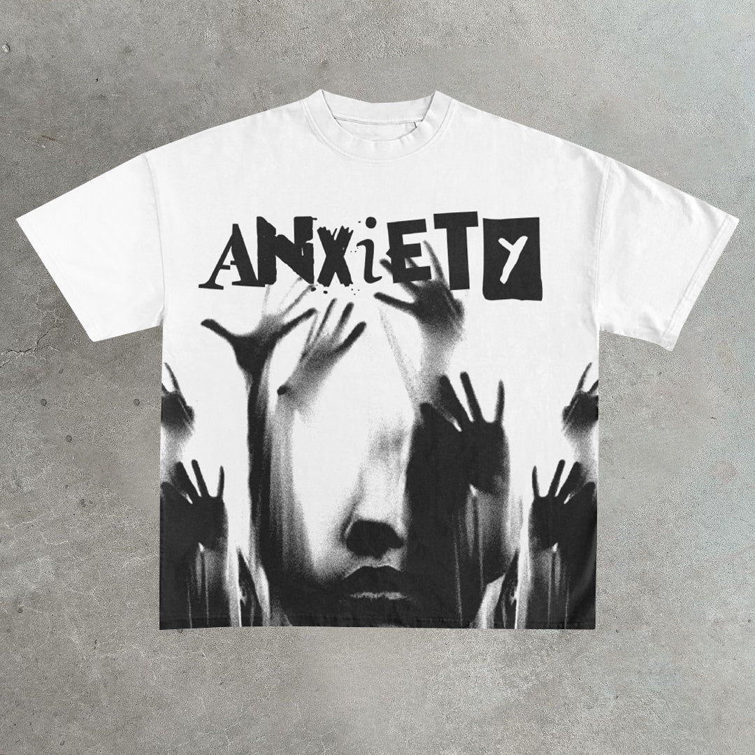 Anxiety printed casual street cotton T-shirt