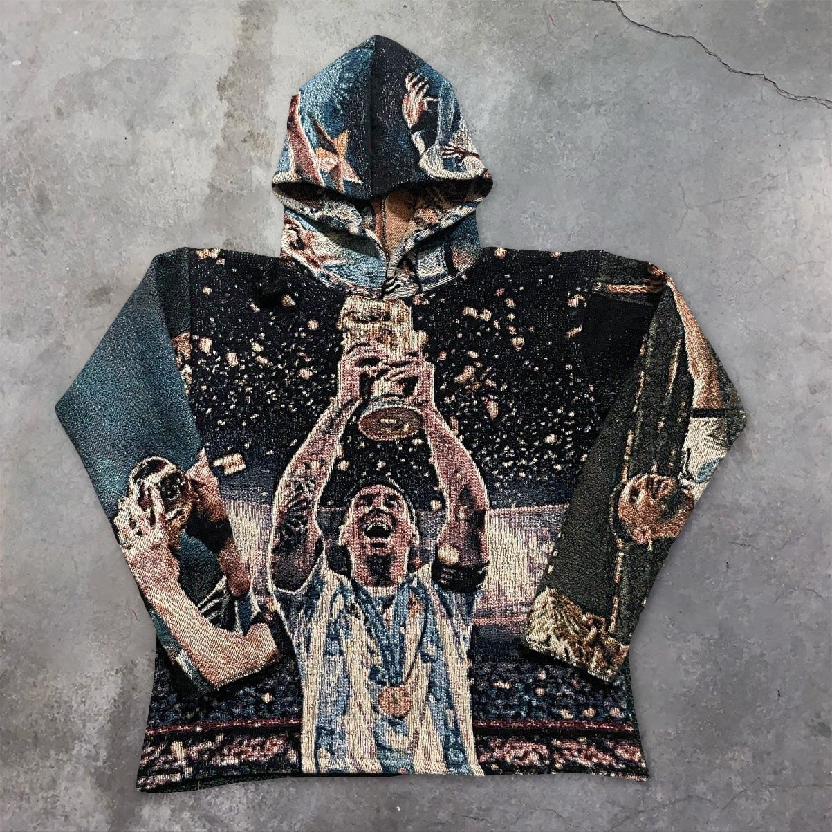 Trendy hip-hop basketball pattern hoodie