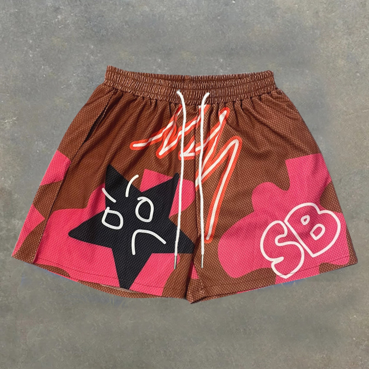 Casual statement letter print track shorts