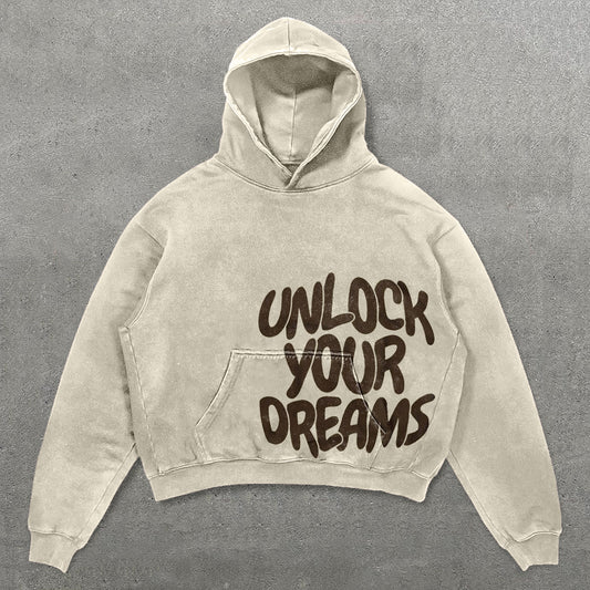 Unlock Your Dreams Print Long Sleeve Hoodie
