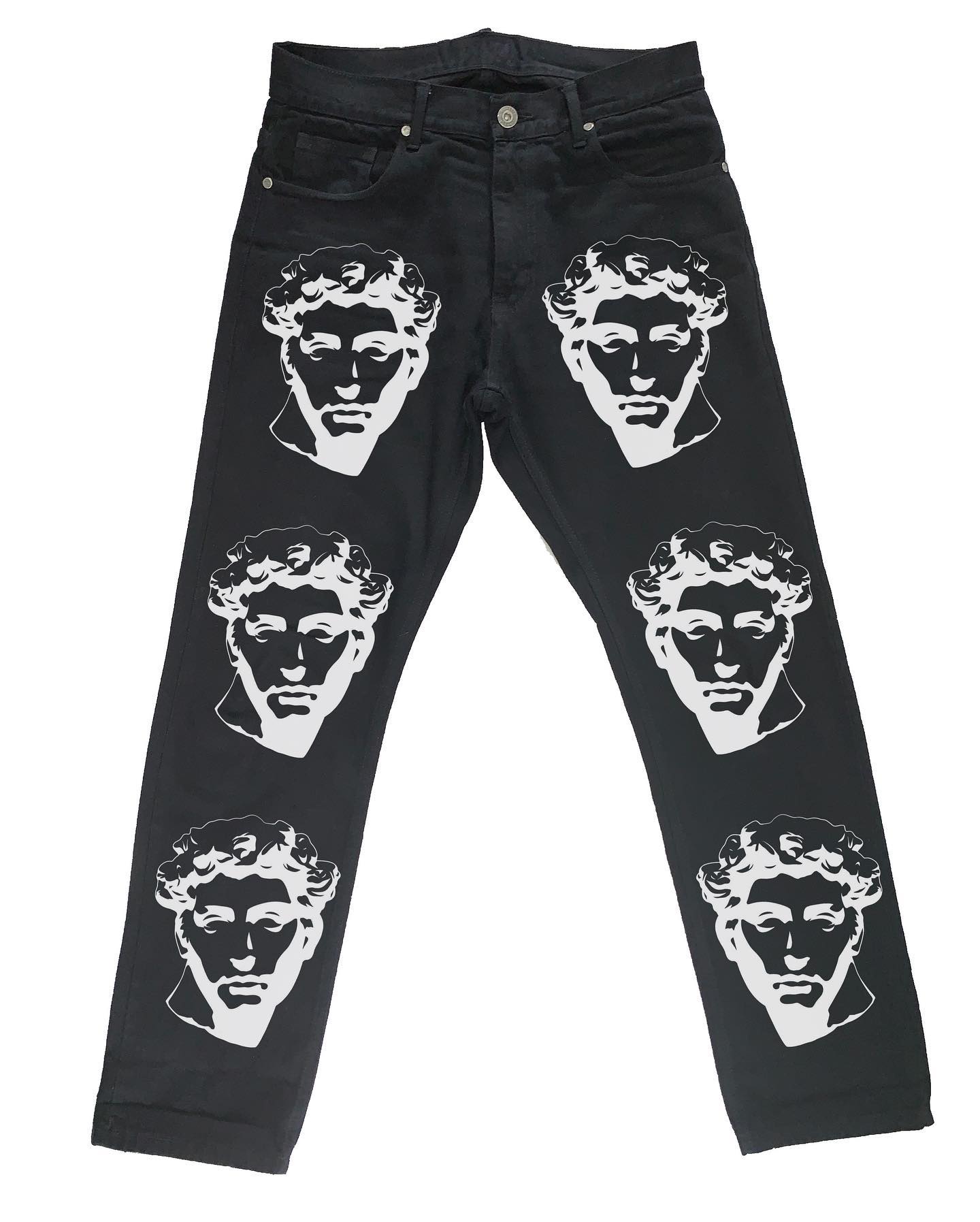 casual retro printed jeans