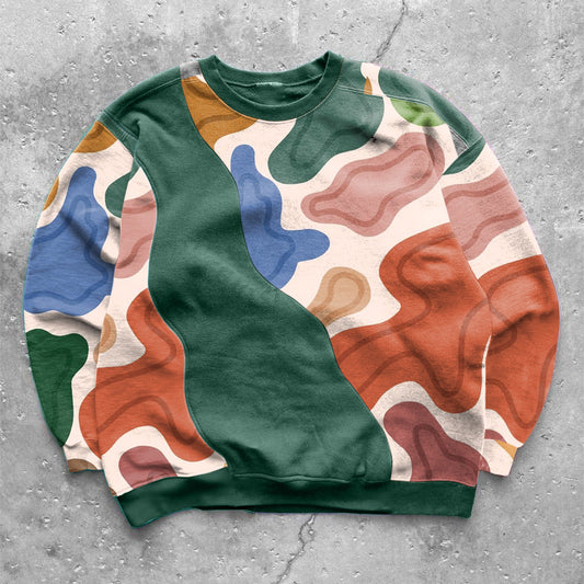 Paneled Fashion Contrast Print Sweatshirt