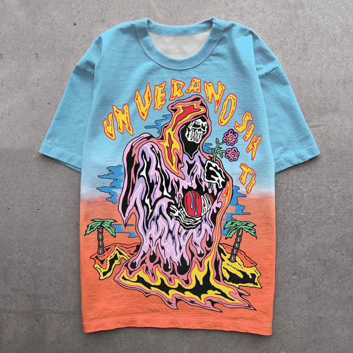 Un Verano Sin Ti Stitch Color Print T-Shirt