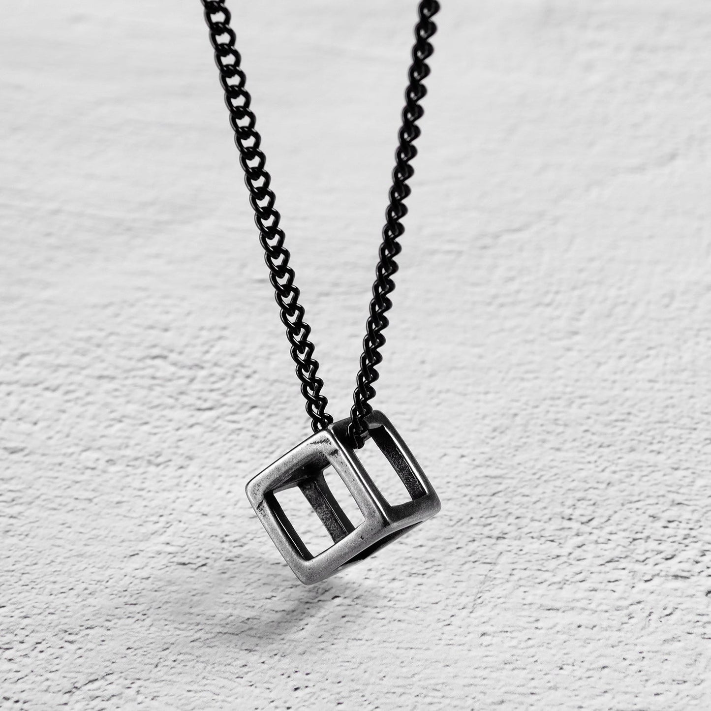 Personality Hollow Cube Pendant Three-Dimensional Happiness Rubik's Cube Titanium Steel Necklace